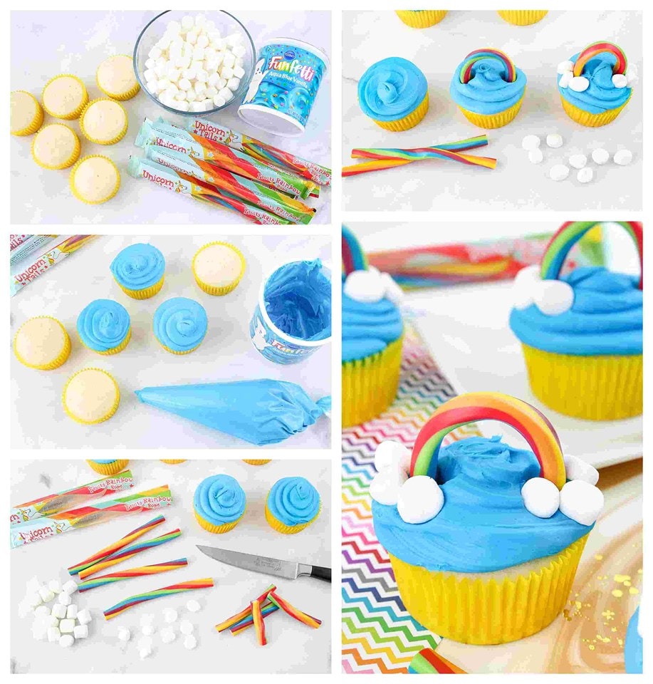 Assembling your Easy Rainbow Cupcakes Recipe
