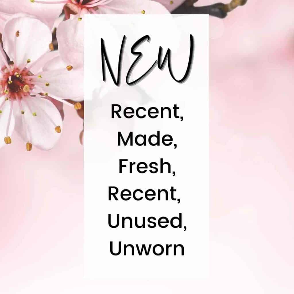New: Recently, Made, Fresh, Recent, Unused, Unworn
