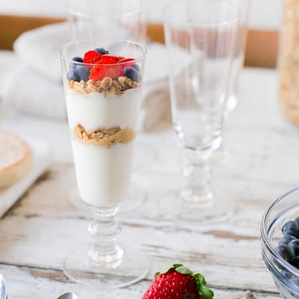 Blueberry Yogurt Parfait in Dessert Dish