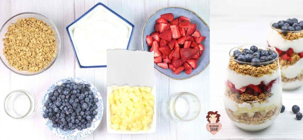 Fruit, Yogurt and Granola Parfait Ingredients and Process