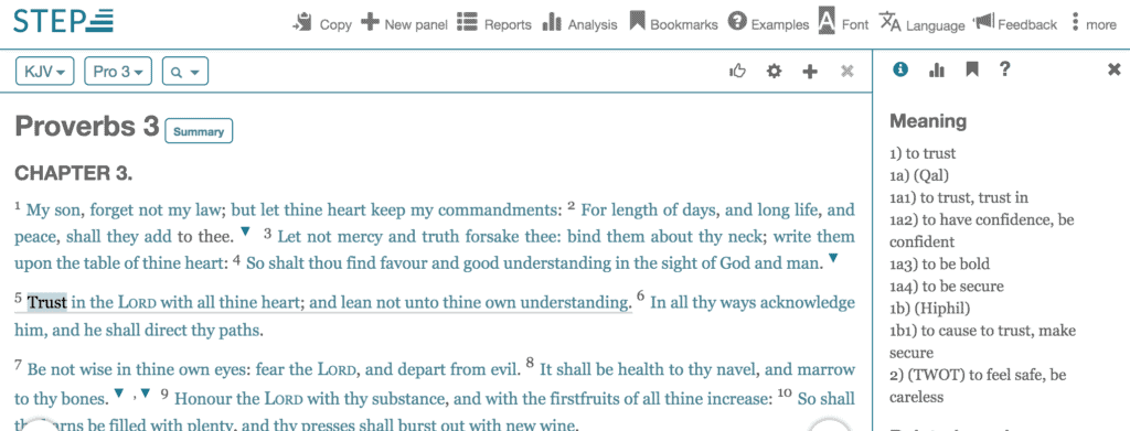 Trust in the Hebrew from the Trust Bible website